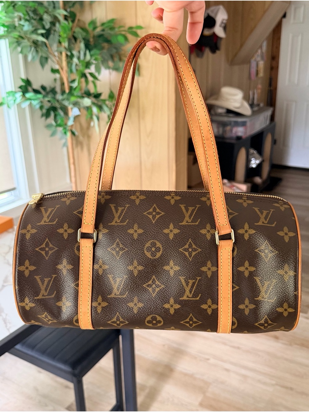 Louis Vuitton Brown Tan Monogram Papillon Shoulder Bag